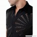 Fashion Hollow T Shirt,Donci Lapel Button Solid Color Personality Tees Black B07NT1FX2N